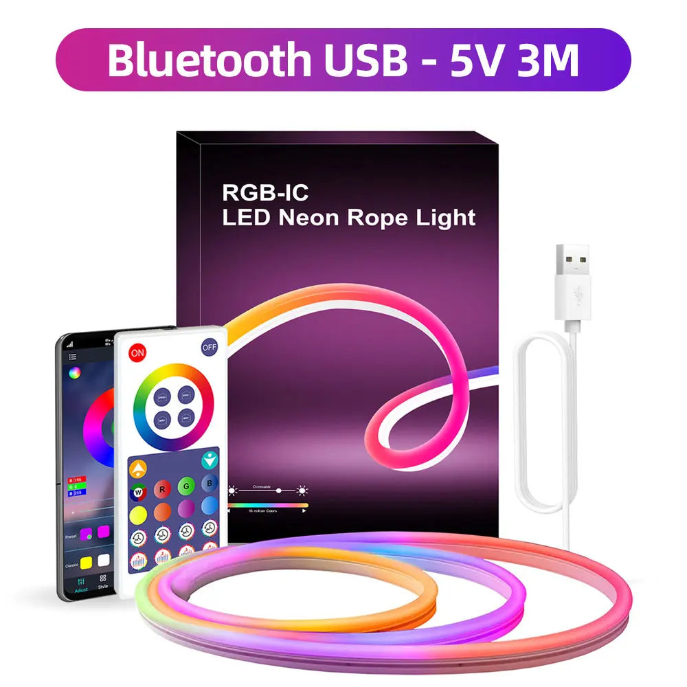 RGBIC Neon Light with WIFI Neon Rope Light DIY Light Bar APP Control Music Sync TV Backlight Game Living Room Bedroom Decoration