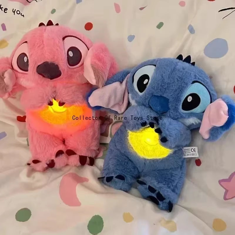 Stitch Sleep Companion Sound Soothing Music Children'S Plush Toy Baby with Airbag Breathing Light Doll Breathing Festival Gift